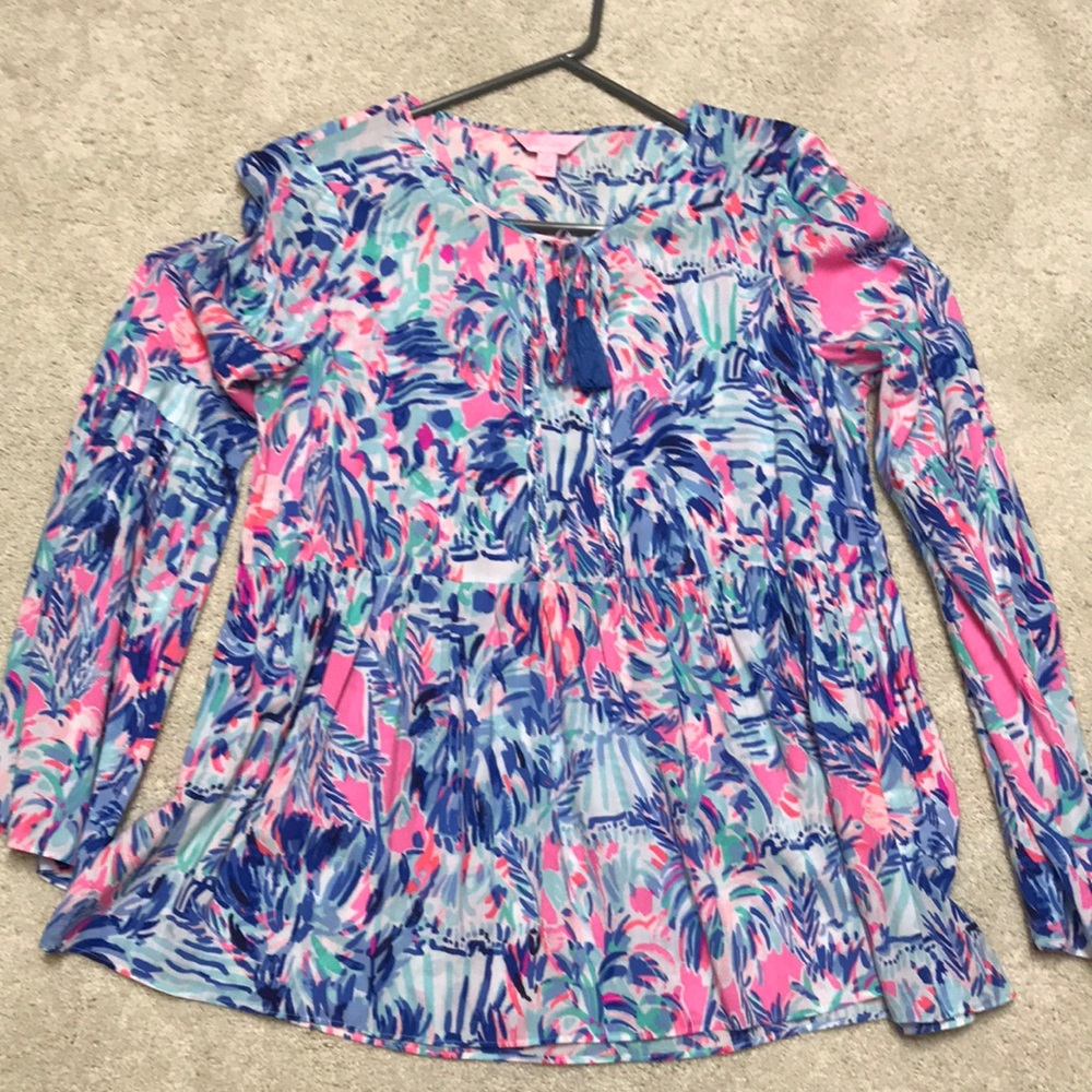 EUC HTF Cabana Cocktail Lilly Pulitzer Silk Blouse